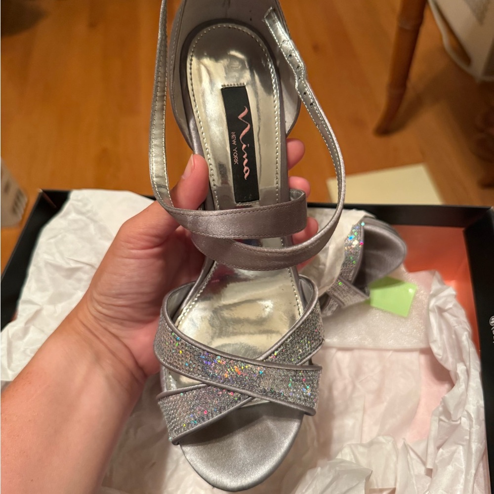 Nina Silver Glitter Heels